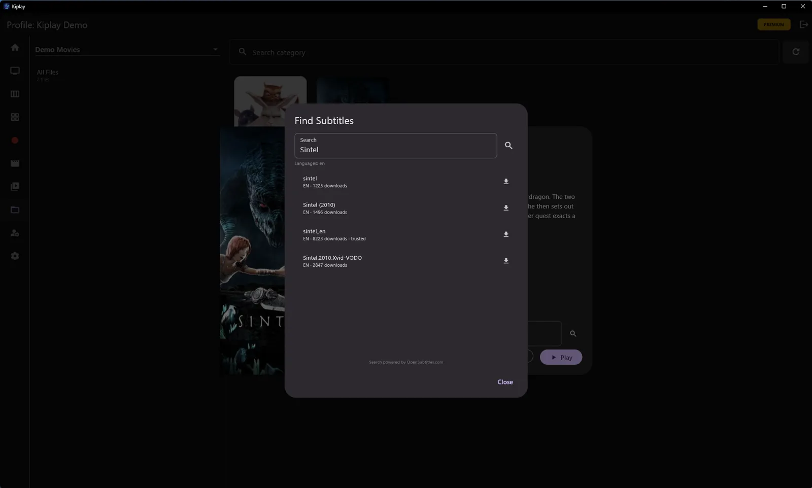 Subtitle search & download