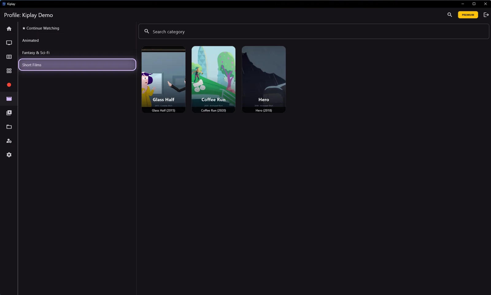 VOD categories with poster wall
