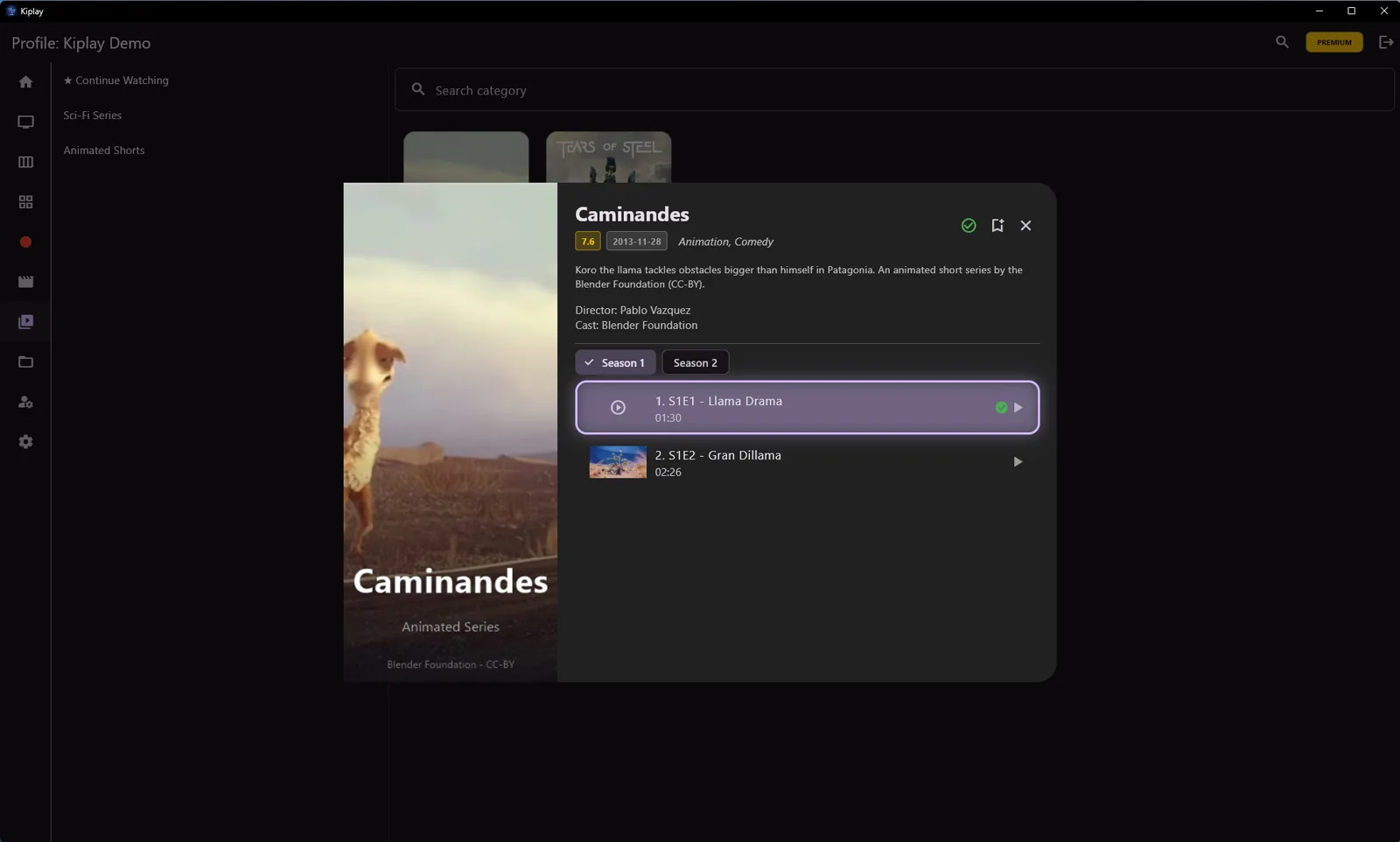 Series with season & episode picker